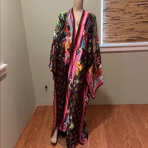 Colorful Patterned Kimono Multi-colored Silk With Fun Designs Designer Style O/S